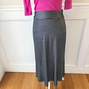 Smart Set Black & Gray Striped Maxi Skirt Stretch